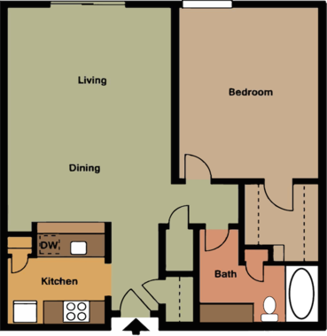 1 bedroom 1 bathroom floor plan at The Halsten at Vinings Mountain Apartments, Atlanta, 30339
